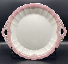 Vtg Konigl. pr. Tettau Pink White Silver Serving Bowl w/ Handles 11 3/4” picture