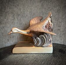 Vtg 1970 PM Craftsman Jennings Bros Brass-Splash Alight Goose-Sculpture/Bookend picture