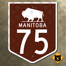 Manitoba provincial highway 75 route marker road sign Canada 1960 bison buffalo picture