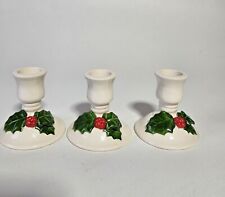 Set Of 3 VTG Holly Candle Stick Holders Lillian Vernon picture