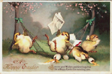 Clapsaddle Easter Postcard Broken Hammock Falling Chicks Cracked Eggs c1910 picture