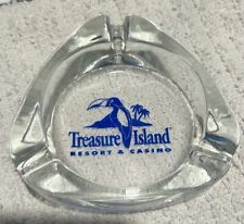 Treasure Island Resort & Casino Glass Ashtray Triangle Shaped Blue Logo Welch MN picture