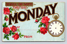 Day of Week Appointment Shall Be With You on MONDAY Rose Flowers Clock Postcard picture