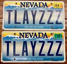 V. COOL PAIR 2013 NEVADA PERSONALIZED VANITY LICENSE PLATES TLAYZZZ = TOO LAZY ? picture