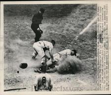 1949 Press Photo Giants Johnny Mize out at home plate - nes33168 picture