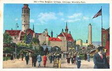 Postcard IL 1933 Chicago World's Fair Belgian Village  Bruges Ghent Castles picture