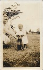 Old Florida 1930s Photograph Lady With Baby And Puppy 2 3/4 x 4 1/2 picture
