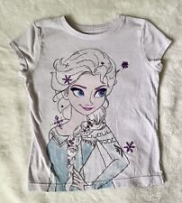 Disney Store Elsa Cap Sleeve T-Shirt, Girls Size M 7/8, Frozen, Heathered White picture