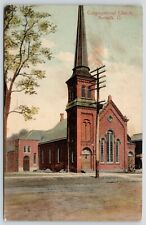 Norwalk Ohio~Congregational Church~Gravel Road~6 Tier Telephone Pole~1910 PC picture