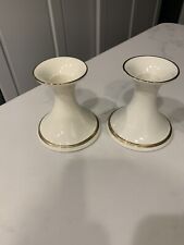Vintage Pair Lenox Ivory Gold Rimmed Taper Candle Holders picture