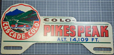 RARE 1950s PIKES PEAK CASCADE COLORADO PAINTED METAL TOPPER SIGN ROCKY MOUNTIANS picture