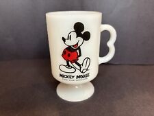 Vintage Disney Mickey Mouse Milk Glass Footed Pedestal Coffee Cup Mug picture