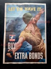 1943 WW2 USA AMERICA BUY WAR BONDS LET 'EM HAVE IT ARMY  PROPAGANDA POSTER 491 picture