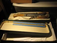 Vintage Tru-Edge Ontario Knife Co. Carving Set Antler Handles in Box picture