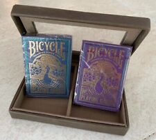 2 DECKS Bicycle Peacock purple and green playing cards EXCLUSIVE gift set picture
