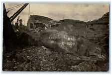 1917 WWI Village In Ruins War Destruction Crane Rock View RPPC Photo Postcard picture