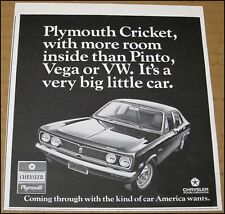 1972 Plymouth Cricket Print Ad Clipping 1971 Car Advertisement 5