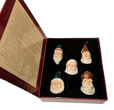 2001 Hallmark Set of 5 Legend Of Santa Claus Faces Porcelain Christmas Ornaments picture