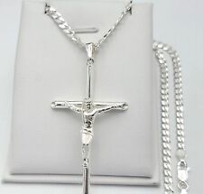 Real 925 Sterling Silver Cross Crucifix Pendant Necklace Unisex  picture