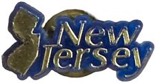 Vintage New Jersey State Blue Gold Plastic Hat Lapel Pin Souvenir. picture