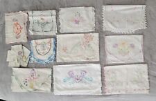 #    LOT of Vintage Embroidered Crotcheted Flower Basket Linens Runner Doilies picture