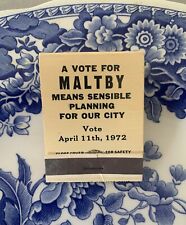 VOTE FOR MALTBY 1972 Vintage Political Campaign Advertisement Matchbook ~ picture