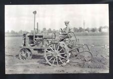 REAL PHOTO VINTAGE FARMALL TRACTOR STEEL WHEEL PLANTING FARMING POSTCARD COPY picture
