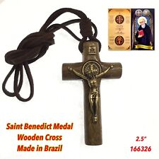 Saint St Benedict of Nursia Medal Cross Crucifix Pendant with Necklace, 26 Inch picture