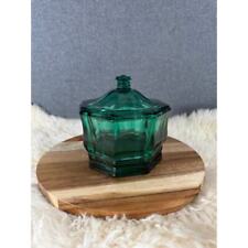 Vintage Emerald Green Indiana Glass Lidded Octagon Dish picture