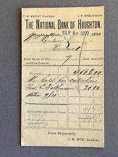 Michigan, MI, Houghton, National Bank, Z. W. Wright President, 1899 picture
