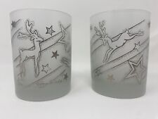 Rare Mid Century Retro Georges Briard Silver Frosted Reindeer Glasses, Mint Pair picture