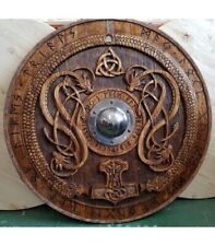 Viking shield with carved Norse Runic ornaments medieval shield Celtic ornament picture