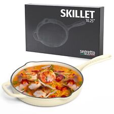 Segretto Cookware Nonstick Cast Iron Skillet 10.25-IN Bianco Perla (Off-White) picture