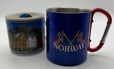 Norwegian Souvenirs Two (2) Small Mugs Norway Flag, Bergen Scenery  picture