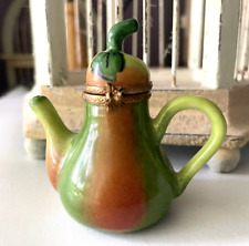Limoges Pear Teapot Box, La Gloriette, Peint Main/Hand Painted, Vintage, Mint picture