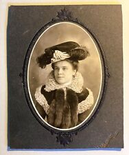 Vintage Victorian Portrait Photo of a beautiful Lady with a fancy hat picture