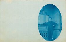 Unidentified Uniformed Worker Cyanotype Real Photo Postcard picture