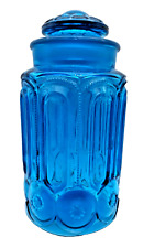 L E Smith Moon & Stars Blue Glass Canister Apothecary Jar 11.5