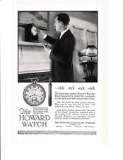 The Howard Watch Print Ad 1924 Pocket Watch Man Setting Clock picture