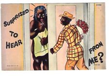 c1940's Curt Teich Co. Postcard Humor Man Surprises Lady in Shower picture