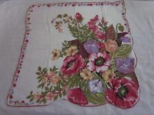 Vintage Colorful Purple tulip Floral bouquet hanky hankie handkerchief picture