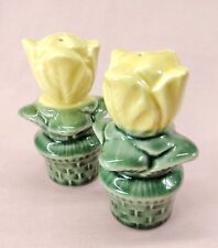 Vintage Yellow Rose Tulip Flowers Salt & Pepper Shakers 💛 Cottagecore Cute picture