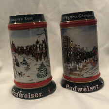 Budweiser Clydesdales Christmas Holiday Steins 1991-1992 Lot 2 picture