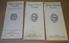 1935 Mount Vernon Virginia Map Brochures & 1939 Williamsburg Brochure picture