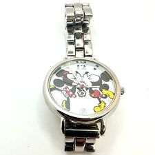 Vintage Disney Mickey Mouse & Minnie Mouse Kissing Watch Accutime silver picture