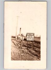 c1910 Man & Welcome To Sioux Falls South Dakota SD Sign RPPC Real Photo Postcard picture