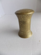Vintage Brass Betel nut Lime Box  engraved  Box Container detailed Heavy 4 3/8