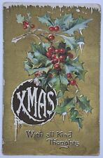 1907-1915 Xmas Postcard With All Kind Thoughts Christmas picture