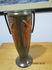 ROSEVILLE ROSECRAFT BROWN NUDE VASE  11 1/2 INCH WITH TWO HANDLES picture