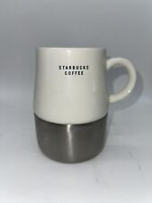 2004 Starbucks mug White Ceramic Stainless Bottom Non Skid Rubber Foot 5” picture